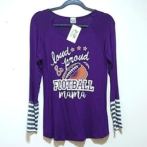 Color Bear Football Mama Long Sleeve Top